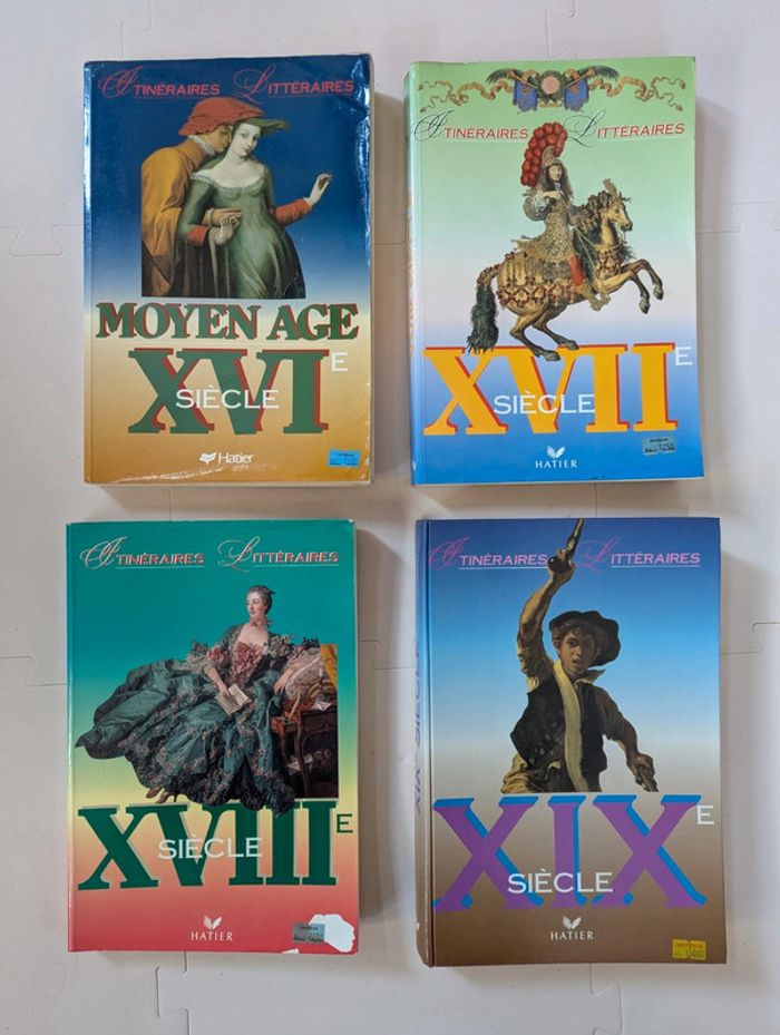Lot 4 livres Itinéraires Littéraires Hatier – du Moyen Âge au XIXe siècle