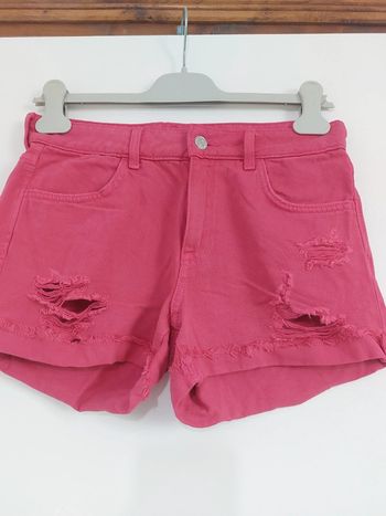 Joli mini short en jean couleur framboise -36 S