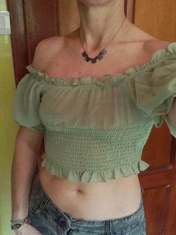 Blouse femme croq top verte claire Shein