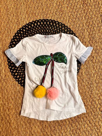 TEE shirt fille pompom