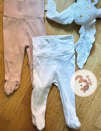 Lot de 2 Pantalons Bébé H&M - 3 Mois - Rose Pâle & Blanc 🌸