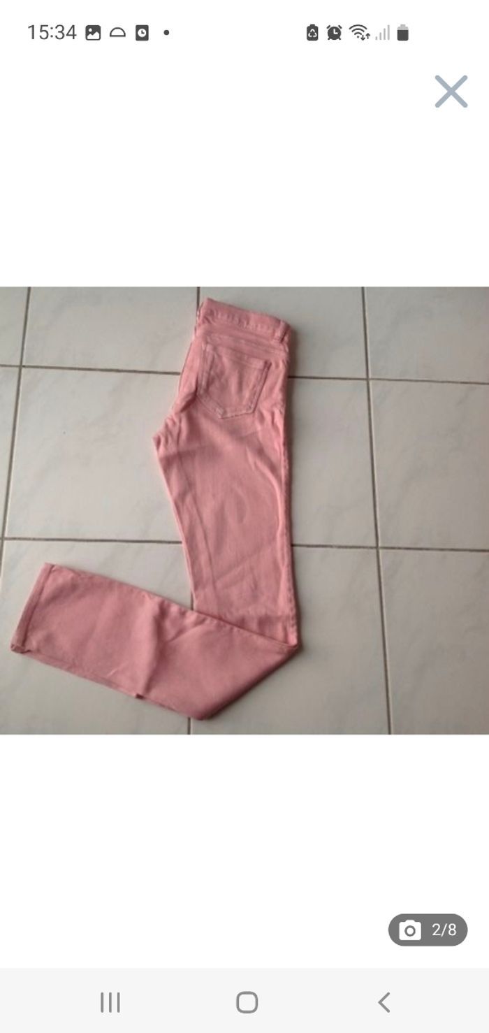 Pantalon jean slim rose / saumon 14 ans Monoprix Kids - photo numéro 1