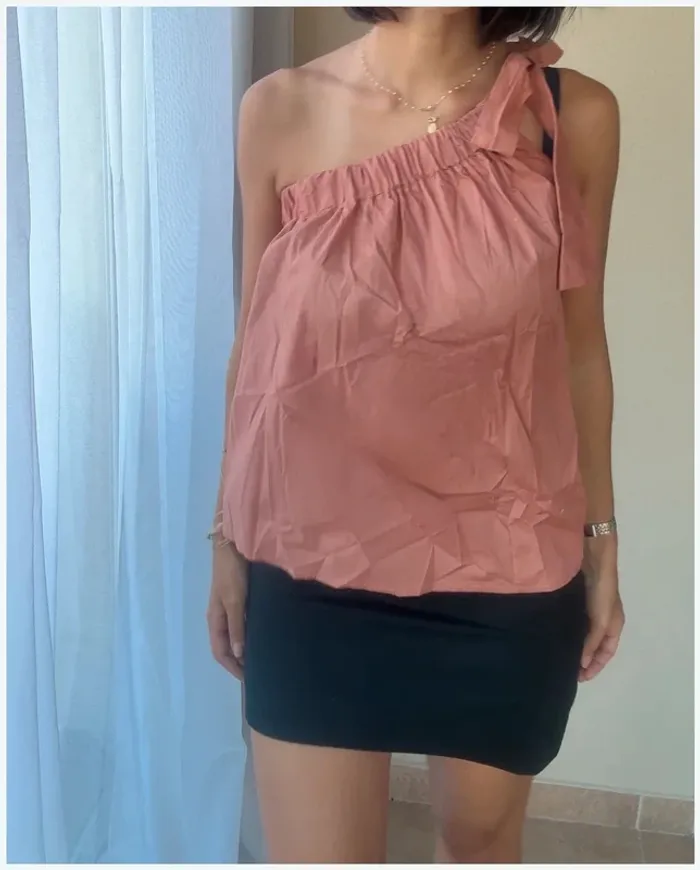Blouse épaule dénudée terracotta garçonne 36