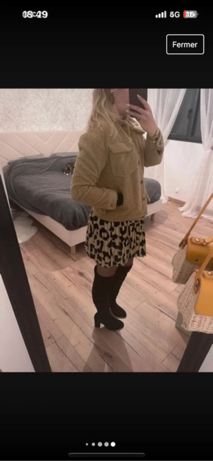 Veste blouson mouton bouclette marron camel Kiabi - photo numéro 6