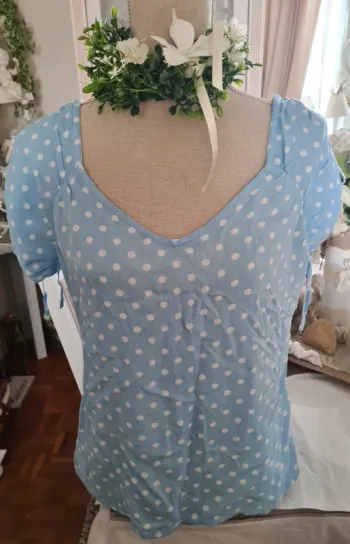 Blouse bleu ciel pois blanc Pimkie Taille M Neuve