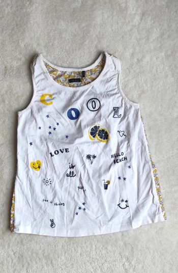 Débardeur IKKS 10 ans blanc et jaune été