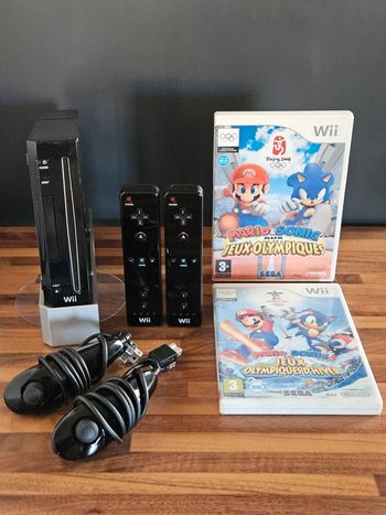 Nintendo Wii noir # Pack Mario et Sonic aux JO pour 2 personnes #