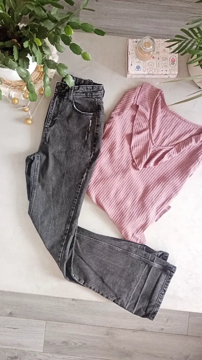 Jean taille haute flare noir