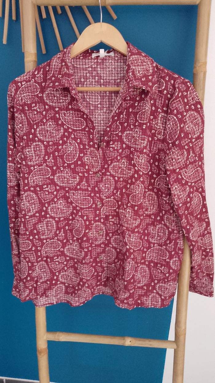 Chemise imprimée bordeaux taille S/M - photo numéro 3