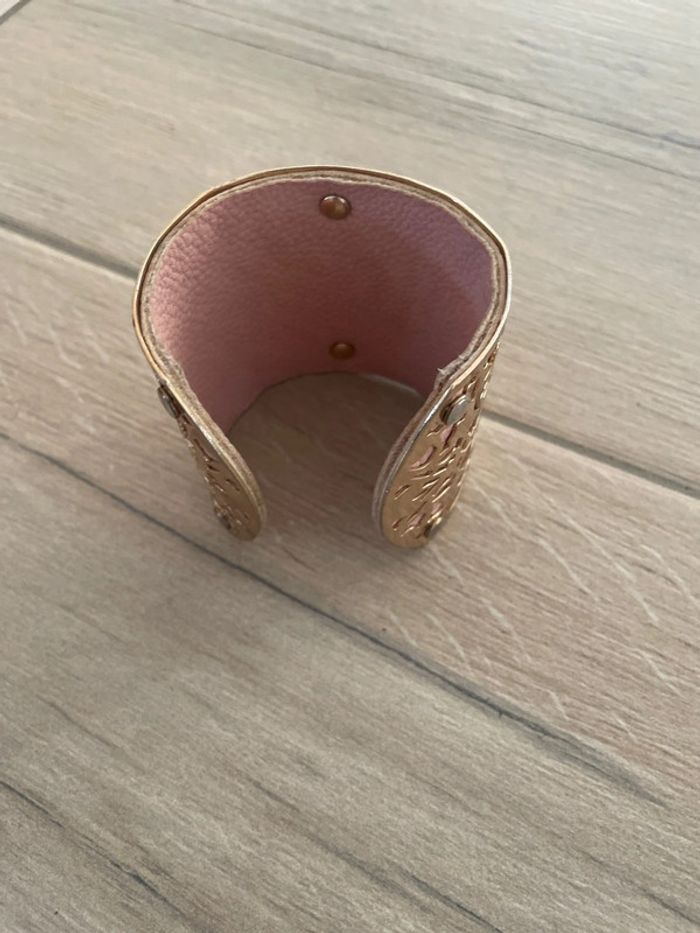 Bracelet manchette doré et rose - photo numéro 5