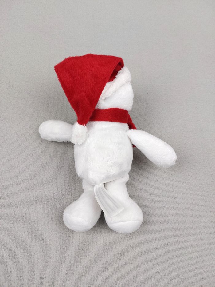 Doudou peluche ours polaire blanc bonnet Noël 22 cm KINDER Ferrero écharpe rouge - photo numéro 2