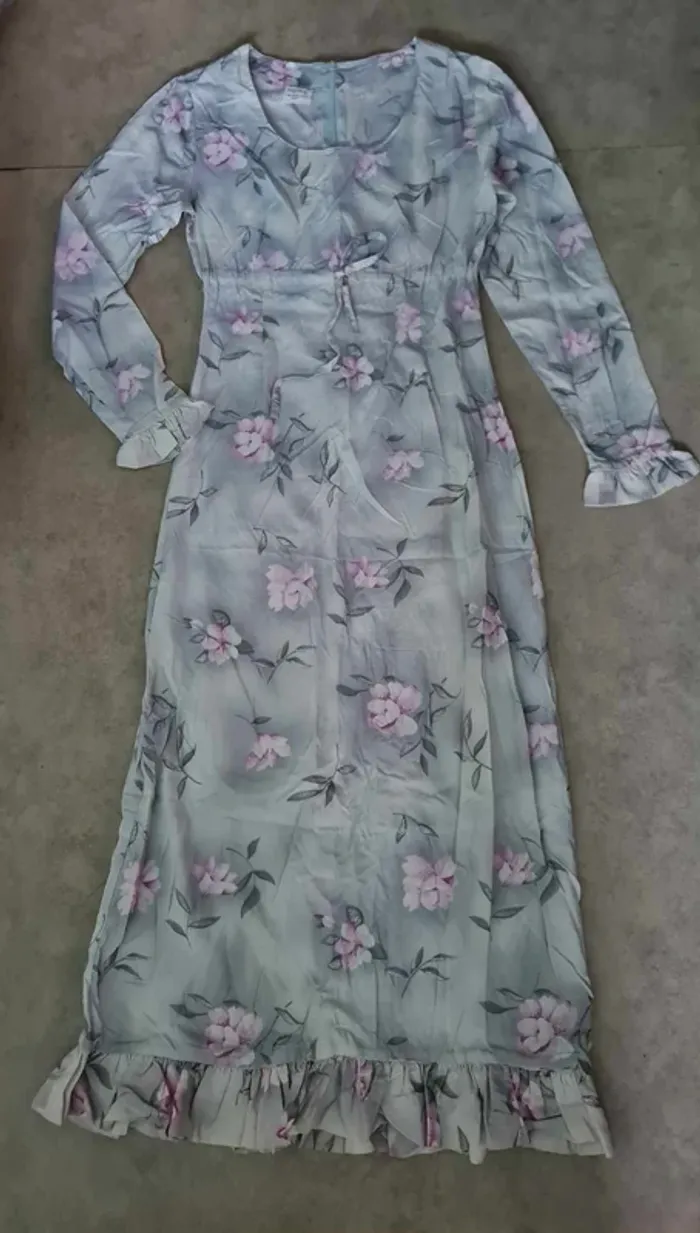 robe florale vintage 100% viscose femme taille 34 - photo numéro 6
