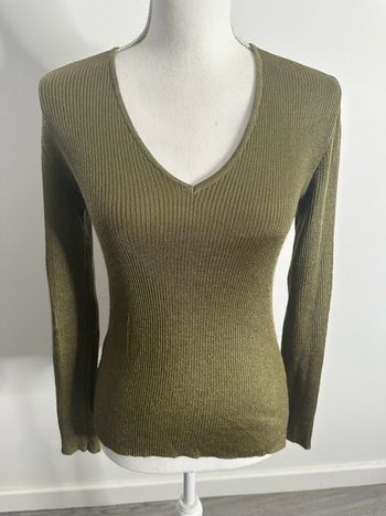 Pull côtelé doré kaki pailleté 123 Vintage T38/40 M/L