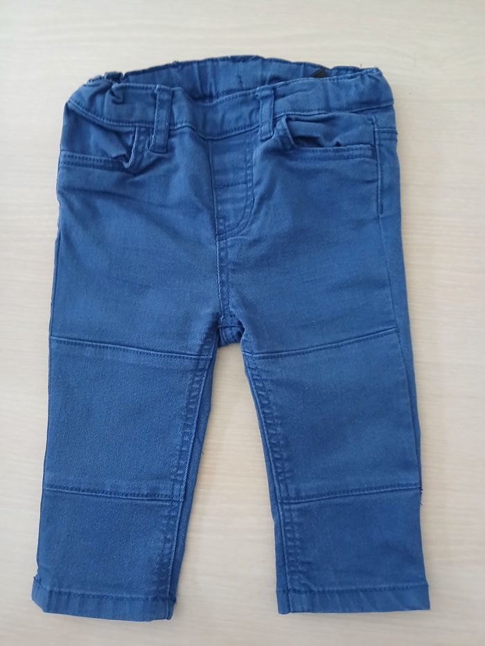 Pantalon bebe en coton taille 6/9 mois  couleur bleu marque HM - photo numéro 6