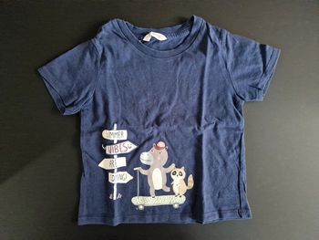 Tee-shirt manches courtes garçon mango bleu marine Summer vibes 98 cm