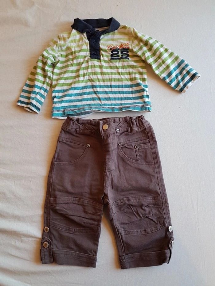 Pantalon et polo garçon 9-12 mois