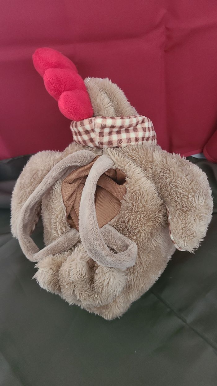 Peluche doudou Poule marron Fizzy 30 cm - photo numéro 4
