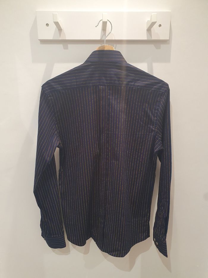 Chemise Varsovie rayée marine/camel Taille L (taille petit) - photo numéro 4