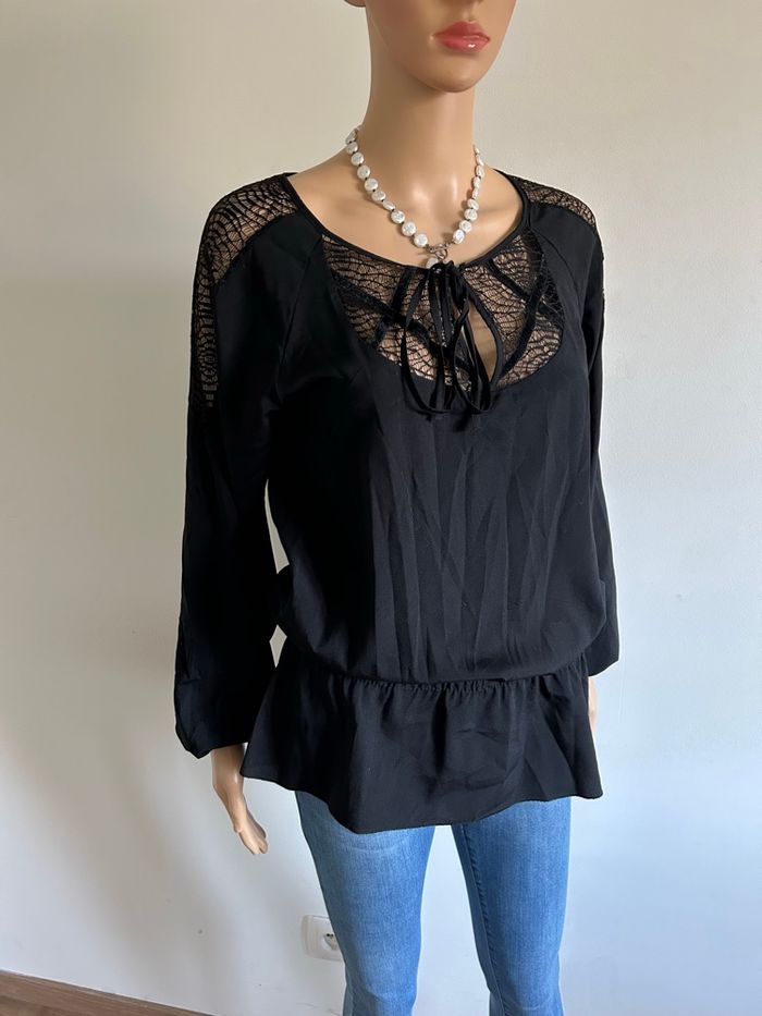 Blouse noire à manches longues Morgan taille 36 jamais portée - photo numéro 2