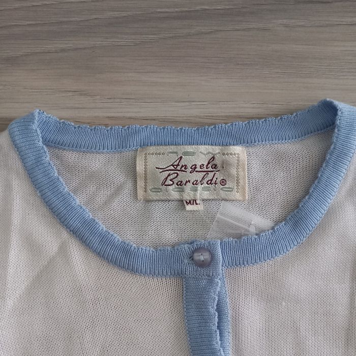 Gilet femme blanc et bleu Angela Baraldi taille M - photo numéro 2