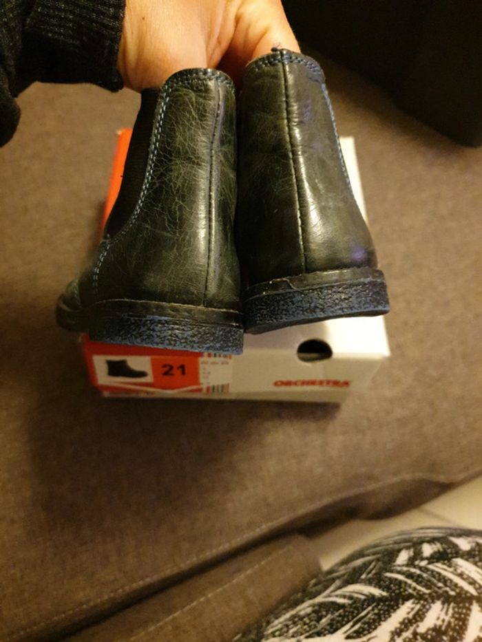 Bottines bleues nuit en cuir taille 21 - photo numéro 4