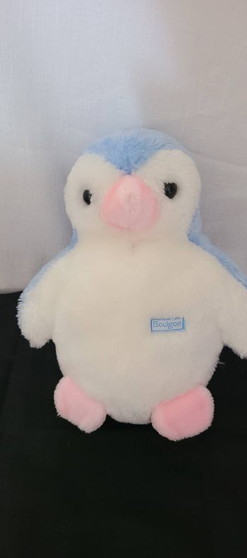 Peluche Pingouin bleu blanc rose Boulgom