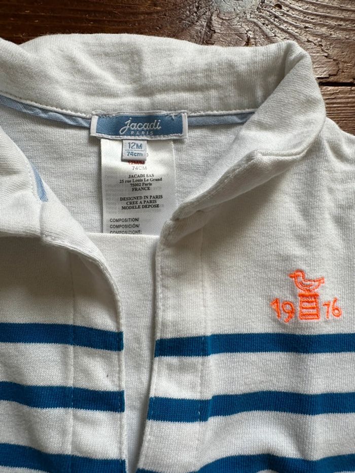 Marinière Jacadi manches courtes rayée bleue 12 mois - photo numéro 2