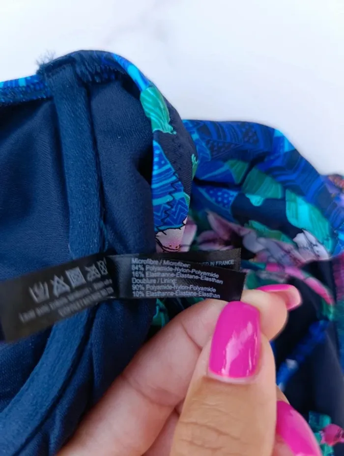 Maillot de bain une pièce RougeGorge neuf 90B fleur feuillage tropical lacets dos avec baleine - photo numéro 7