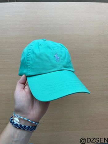Casquet Ralph Lauren Neuve Turquoise logo brodé