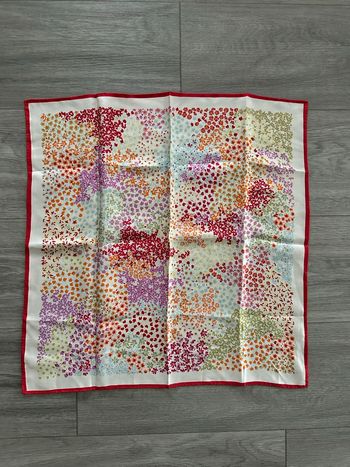 Foulard carré de soie à fleurs multicolore Vintage 52x52cm