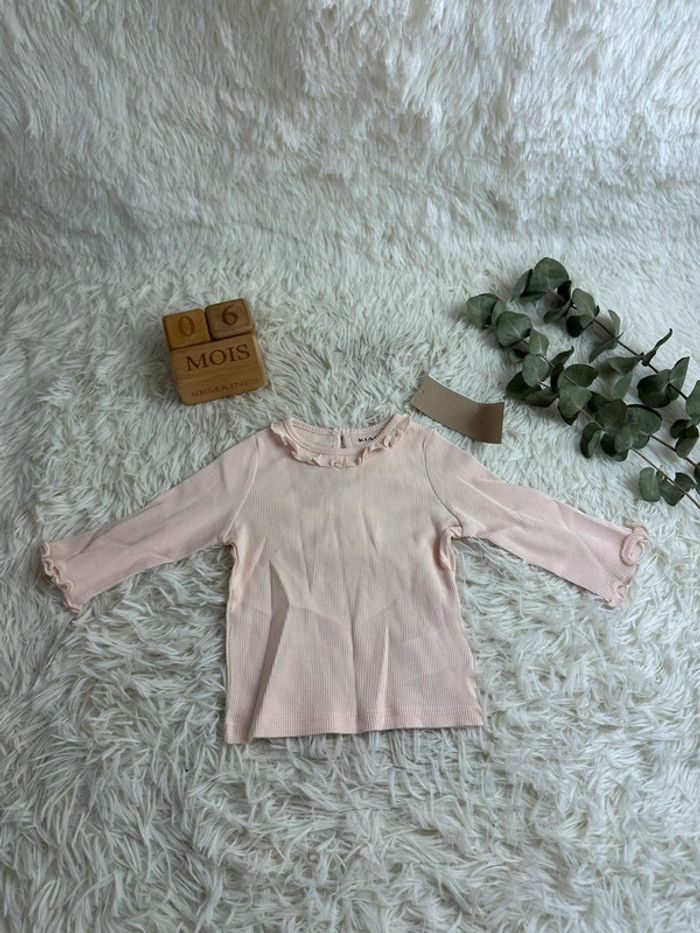 T-shirt manches longues rose taille 6 mois Kiabi