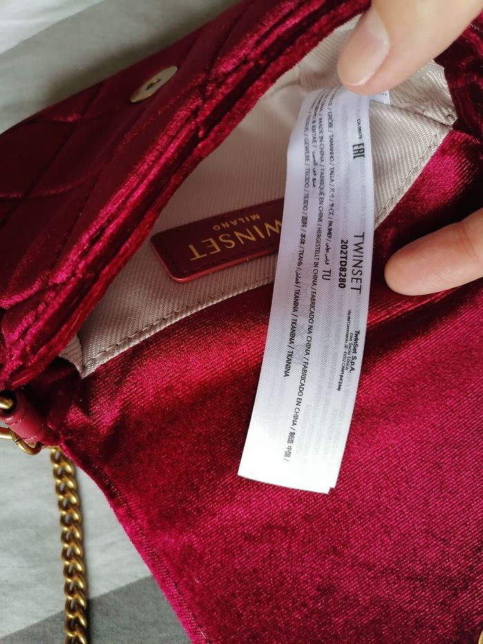 Sac bandoulière en simili velours rouge matelassé avec motif cerises - Twinset Milano - photo numéro 8
