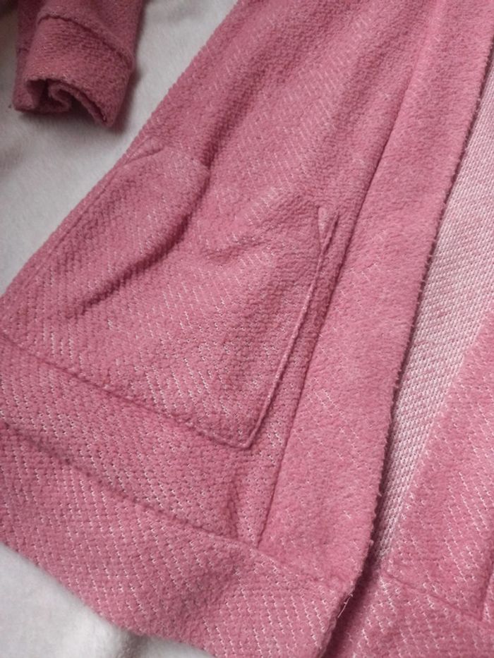 Ģilet à capuche mi-long rose - photo numéro 2