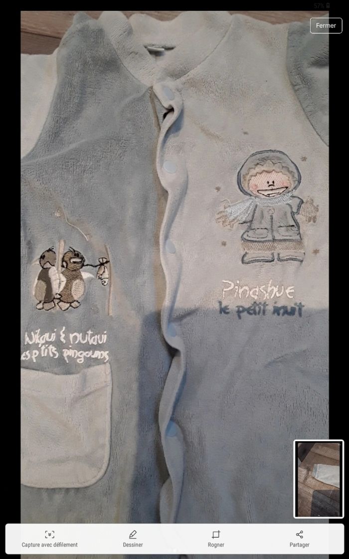 Grenouillere bleu gris pingouin - photo numéro 6