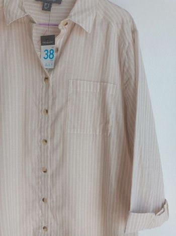Chemisier blanc beige à rayures Primark Taille 38 Neuf avec étiquette