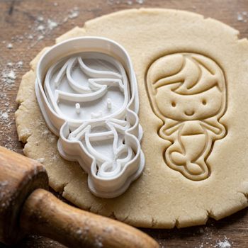 Emporte-pièce Sirène avec Tampon, Découpoir Biscuit et Pâte à Sucre pour Anniversaire