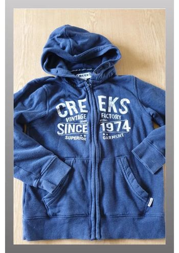 Sweat/veste à capuche enfant Creeks 12ans bleu/blanc
