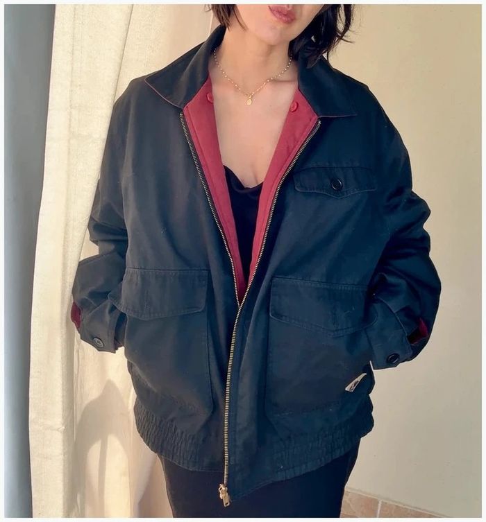 Yves Saint Laurent blouson réversible noir et rouge bordeaux XL - bon état