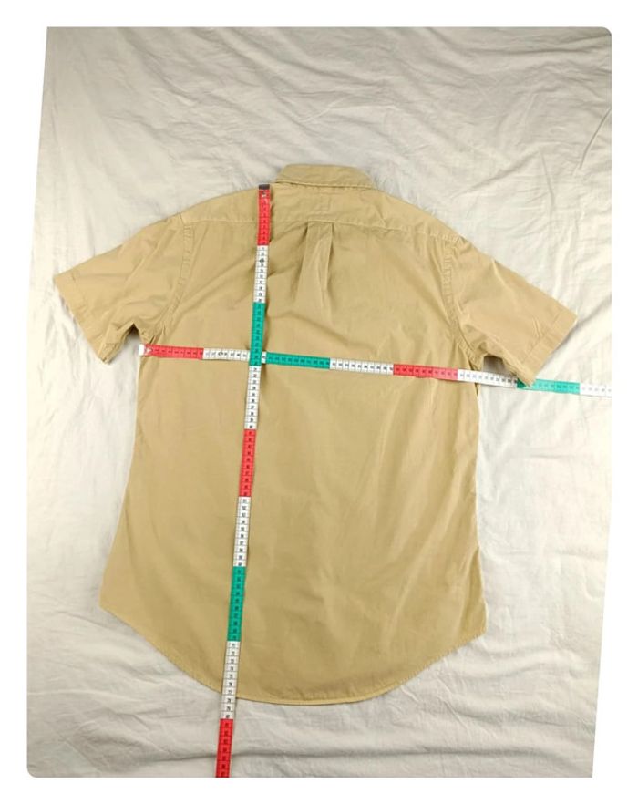 Chemise Ralph Lauren beige pastel manche courte logo rouge M - photo numéro 6