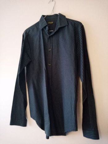 Chemise homme noire à rayures verticales