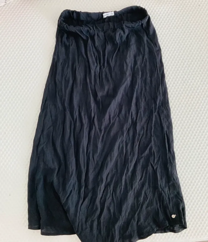 Jupe mi longue fluide noire taille basse ou taille haute