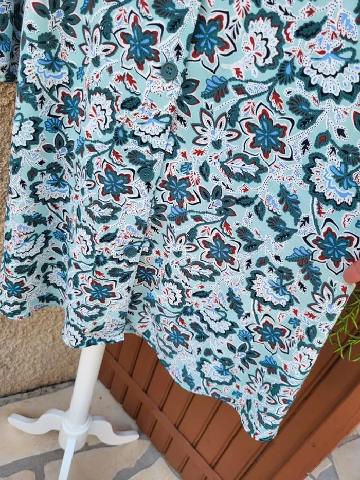 Robe chemise fleuri menthe multicolore gemo taille 54 - photo numéro 5