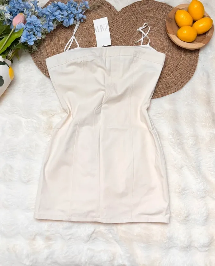 Robe blanche bi matière Zara taille L