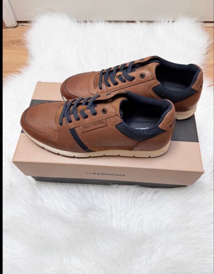 Baskets Redskins cuir – Taille 41 – marron  / camel – Neuf avec boîte - photo numéro 4