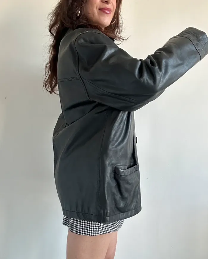 Veste en cuir vintage noire taille M/L - photo numéro 5