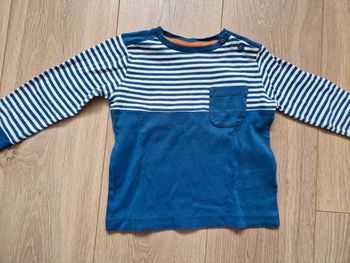 Pull chaud garçon H&M bleu blanc ligné 86 cm