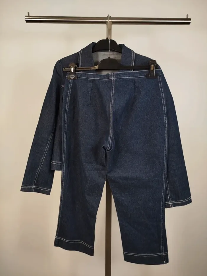 Ensemble en jean Femme - pantacourt +veste Fait main - Taille 36 estimée - A612 - photo numéro 6