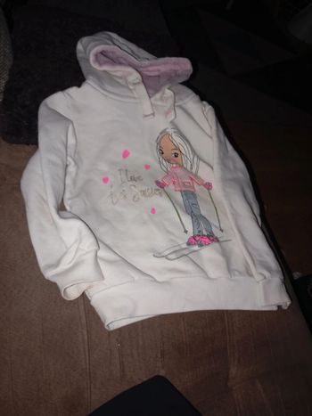 Sweat fille blanc motif