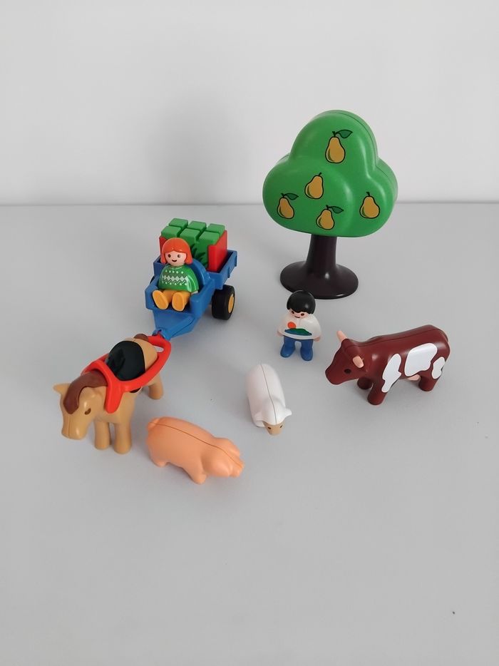 PLAYMOBIL 123 Animaux de la Ferme et Charrette 6620 Complet 🐄🐖 - photo numéro 4
