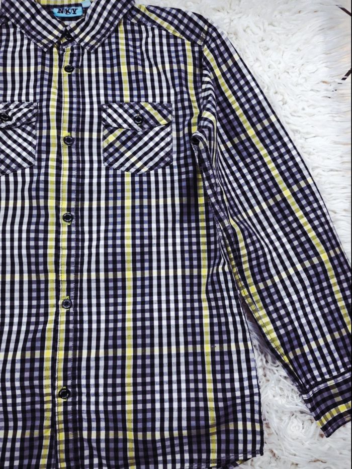 Chemise manches longues à carreaux vichy multicolore Garçon taille 12 ans marque NKY 🎸 - photo numéro 5